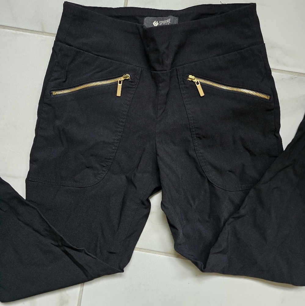 SP Spitfire Black Pants with Gold Zippers